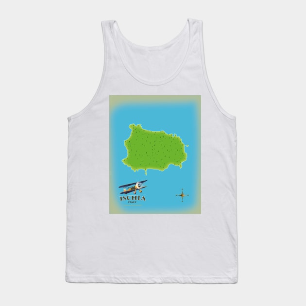 Ischia Italy map travel poster Tank Top by nickemporium1